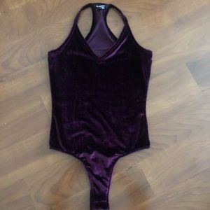 Ransom,  burgundy velvet body suit